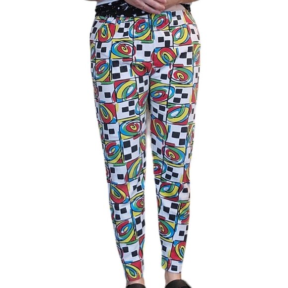 Vintage 80s 90s Streetwear Outfit Artwear Tunic Baggy Tshirt Checkered Set S/M/L - Picture 5 of 13